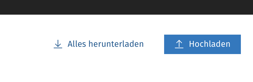 Kleos-Schaltfläche Hochladen oben rechts